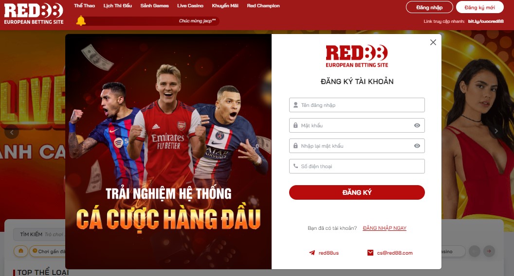 Đăng ký tài khoản tại Red88.green